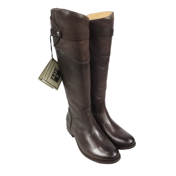 Frye Molly Button Tall Knee High Boots Brown Grey Leather Riding - Picture 3 of 11